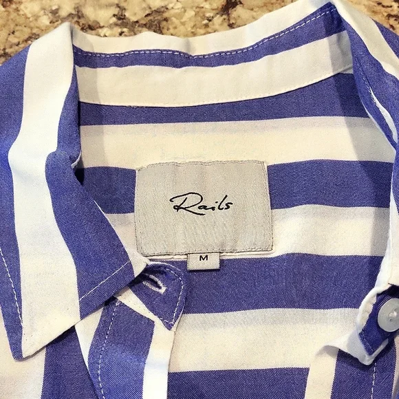 Rails Hayden adelaide stripe button down shirt sz M blue & white striped - Picture 5 of 11